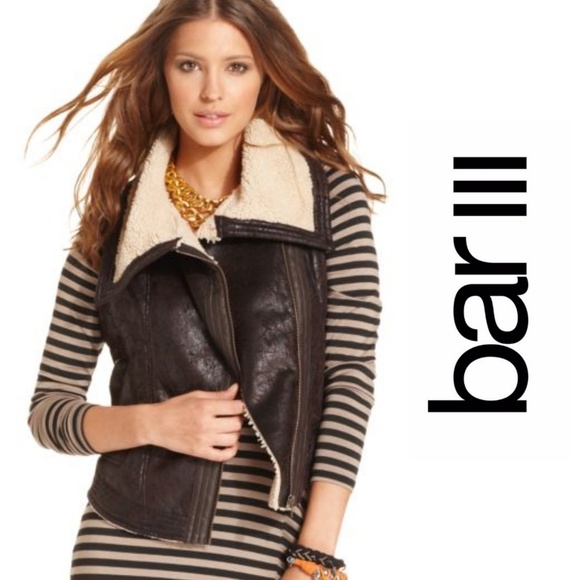 Bar III Shearling Fuzzy Furry Vest - Picture 1 of 7